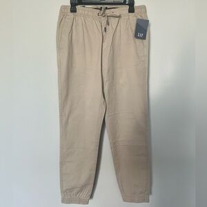GAP Men's Tan Twill Joggers with Elastic Waistband | NWT